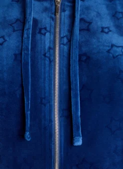 Cardigan aus Velours mit Kapuze und Taschen