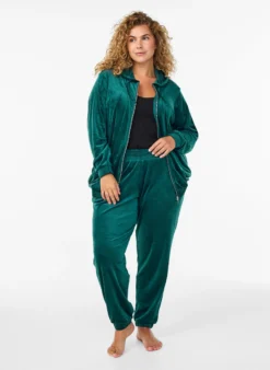 Cardigan aus Velours mit Reißverschluss und Kapuze