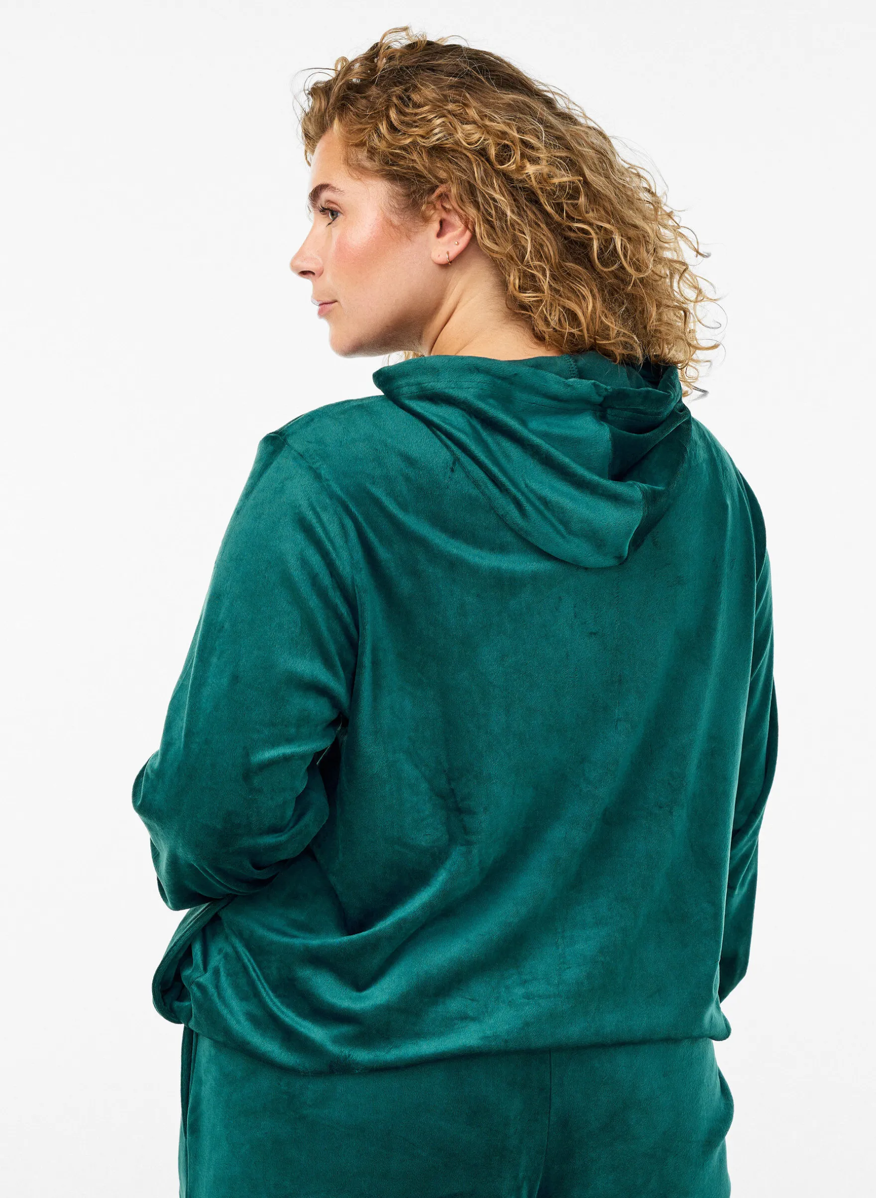 Cardigan aus Velours mit Reißverschluss und Kapuze