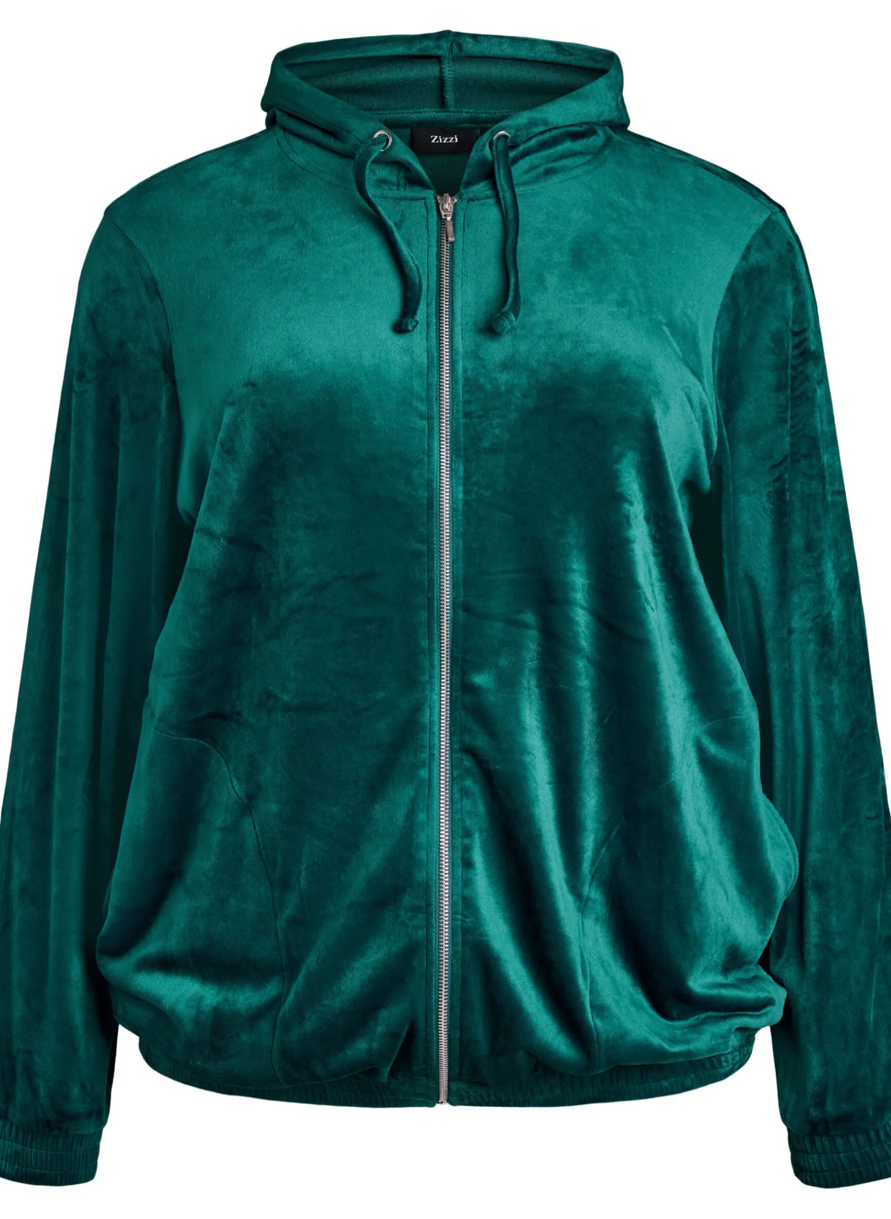 Cardigan aus Velours mit Reißverschluss und Kapuze