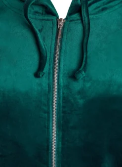 Cardigan aus Velours mit Reißverschluss und Kapuze
