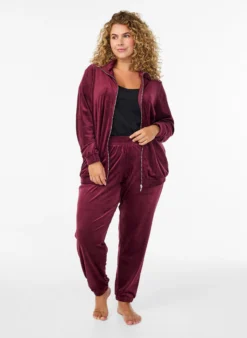 Cardigan aus Velours mit Reißverschluss und hohem Kragen