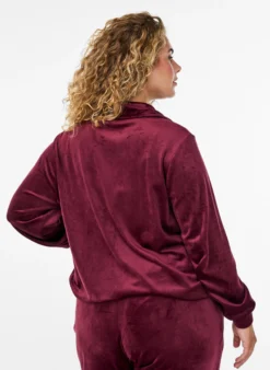Cardigan aus Velours mit Reißverschluss und hohem Kragen