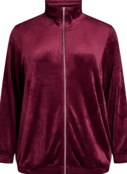 Cardigan aus Velours mit Reißverschluss und hohem Kragen