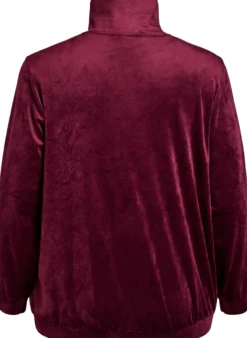 Cardigan aus Velours mit Reißverschluss und hohem Kragen