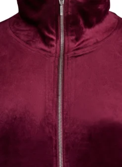 Cardigan aus Velours mit Reißverschluss und hohem Kragen