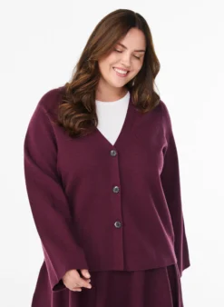 Cardigan mit V-Ausschnitt und weiten Ärmeln