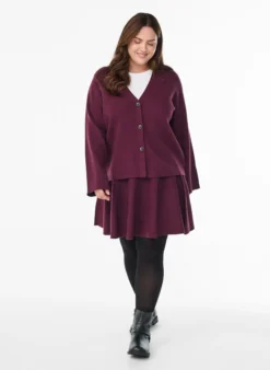 Cardigan mit V-Ausschnitt und weiten Ärmeln