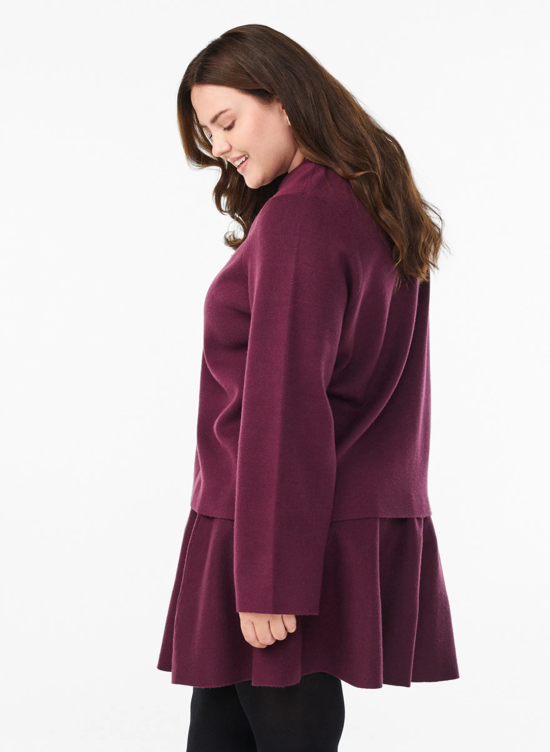 Cardigan mit V-Ausschnitt und weiten Ärmeln