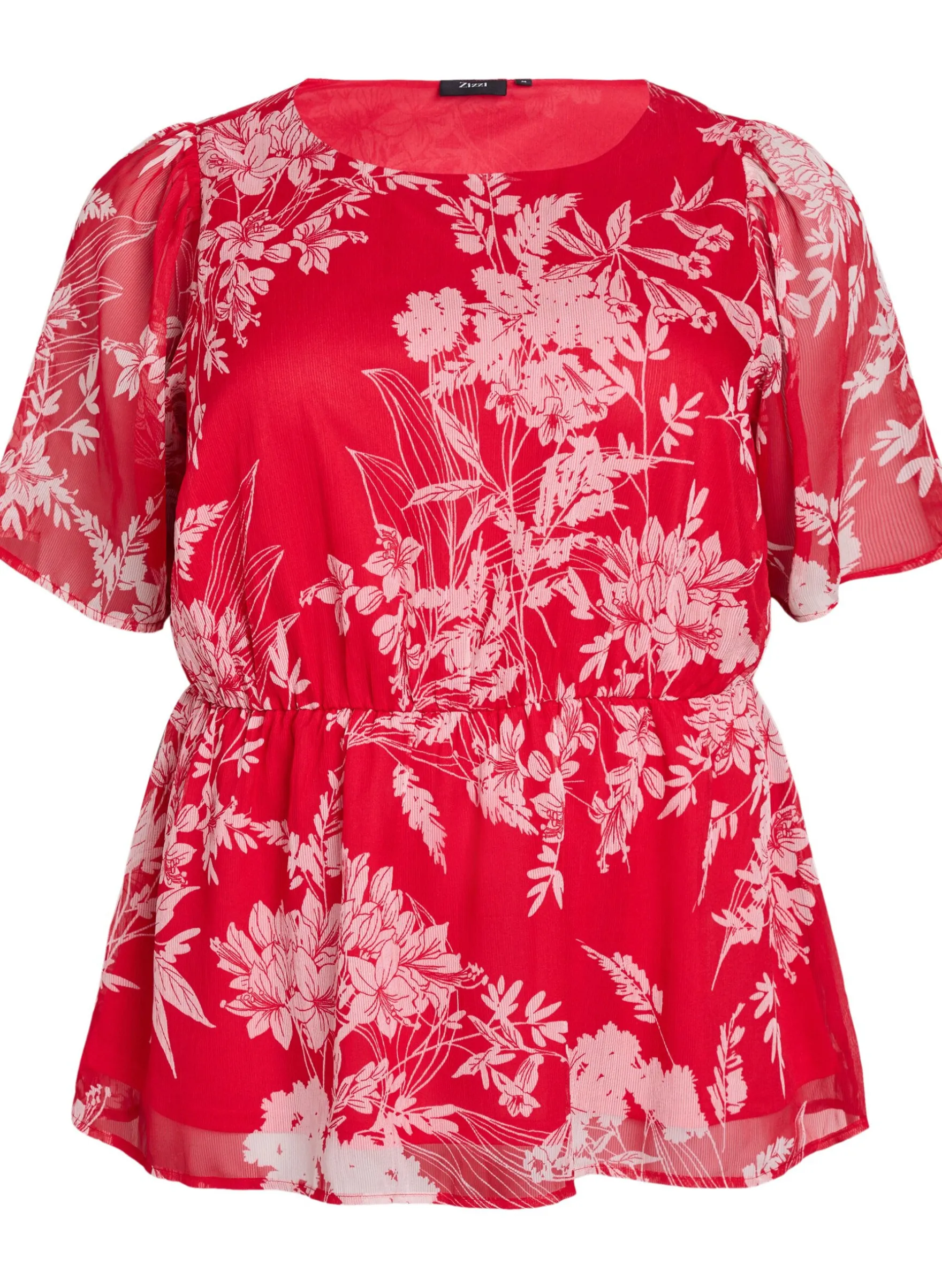 Chiffonbluse mit Blumenmuster und elastischer Taille