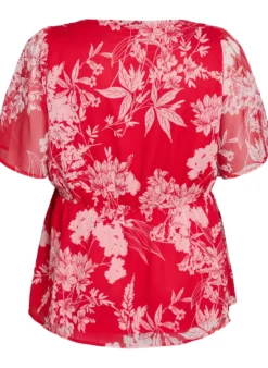 Chiffonbluse mit Blumenmuster und elastischer Taille