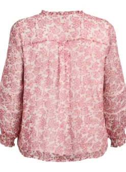 Chiffonbluse mit Blumenprint und Häkelborte