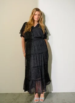 Chiffonbluse mit Polka Dots und Volantärmeln