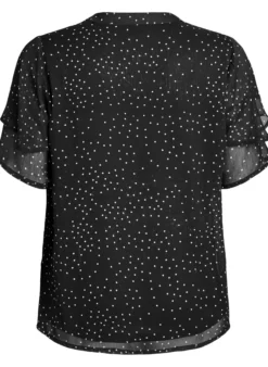 Chiffonbluse mit Polka Dots und Volantärmeln