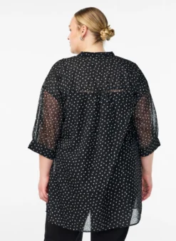 Chiffontunika mit Samtpunkte-Muster