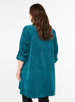 Cordkleid mit Reißverschluss und 3/4-Ärmeln
