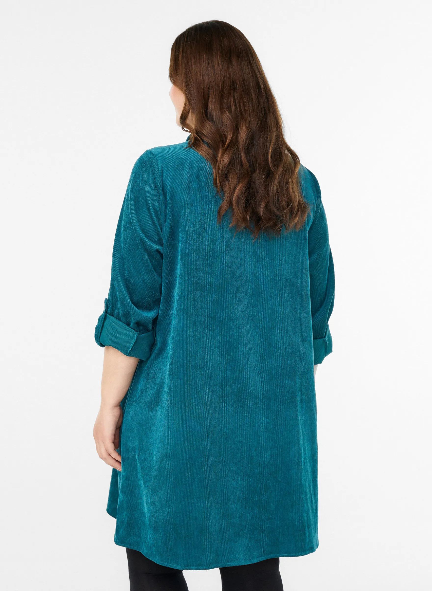 Cordkleid mit Reißverschluss und 3/4-Ärmeln