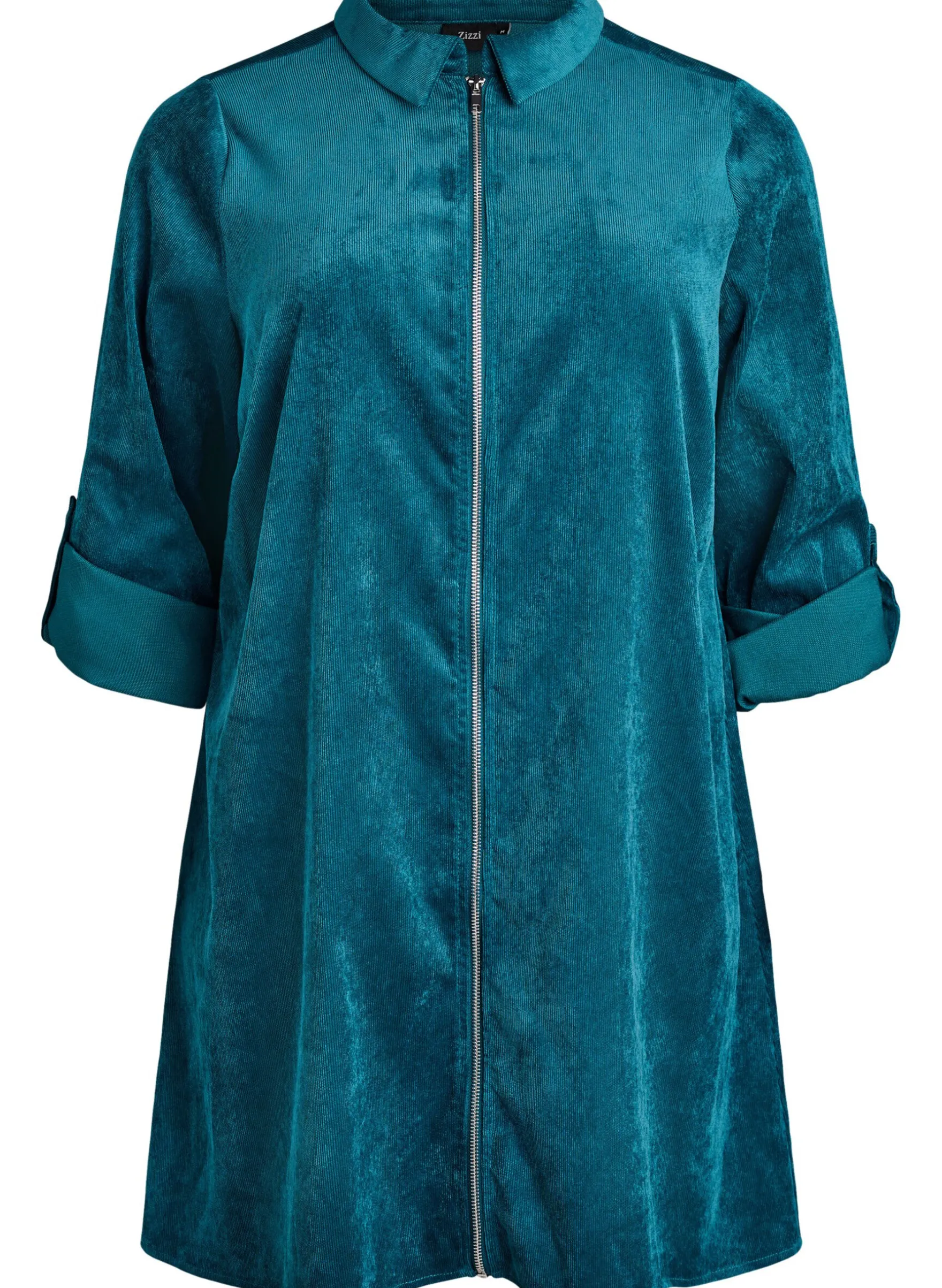 Cordkleid mit Reißverschluss und 3/4-Ärmeln