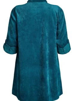 Cordkleid mit Reißverschluss und 3/4-Ärmeln