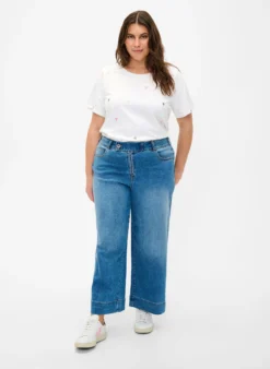 Cropped Jeans mit breitem Bein