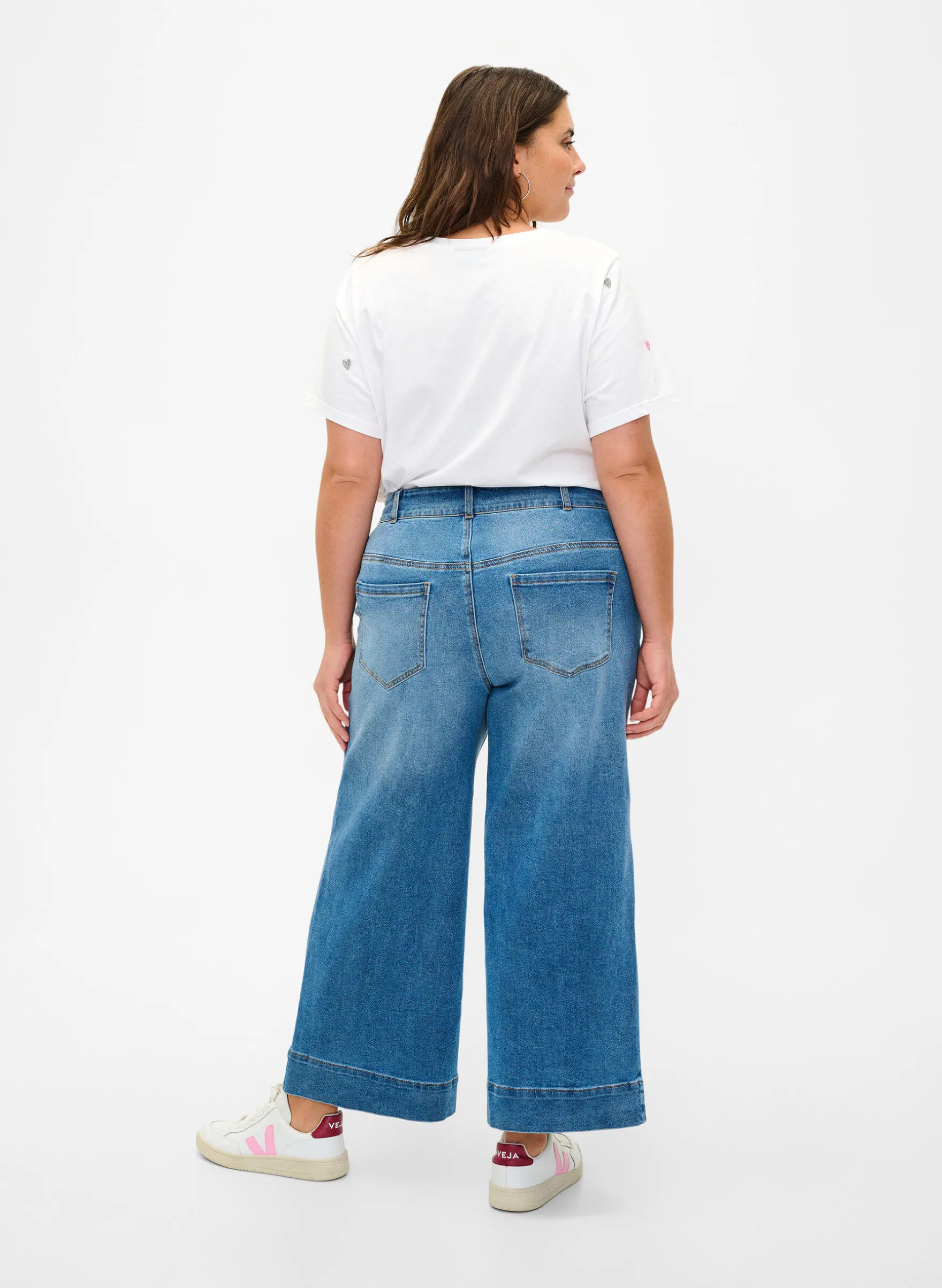 Cropped Jeans mit breitem Bein