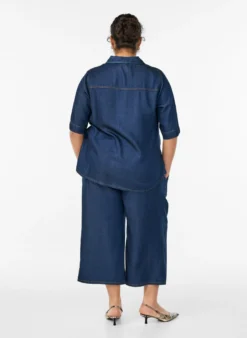 Culotte aus Lyocell mit weitem Bein in Jeans-Optik
