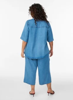 Culotte aus Lyocell mit weitem Bein in Jeans-Optik