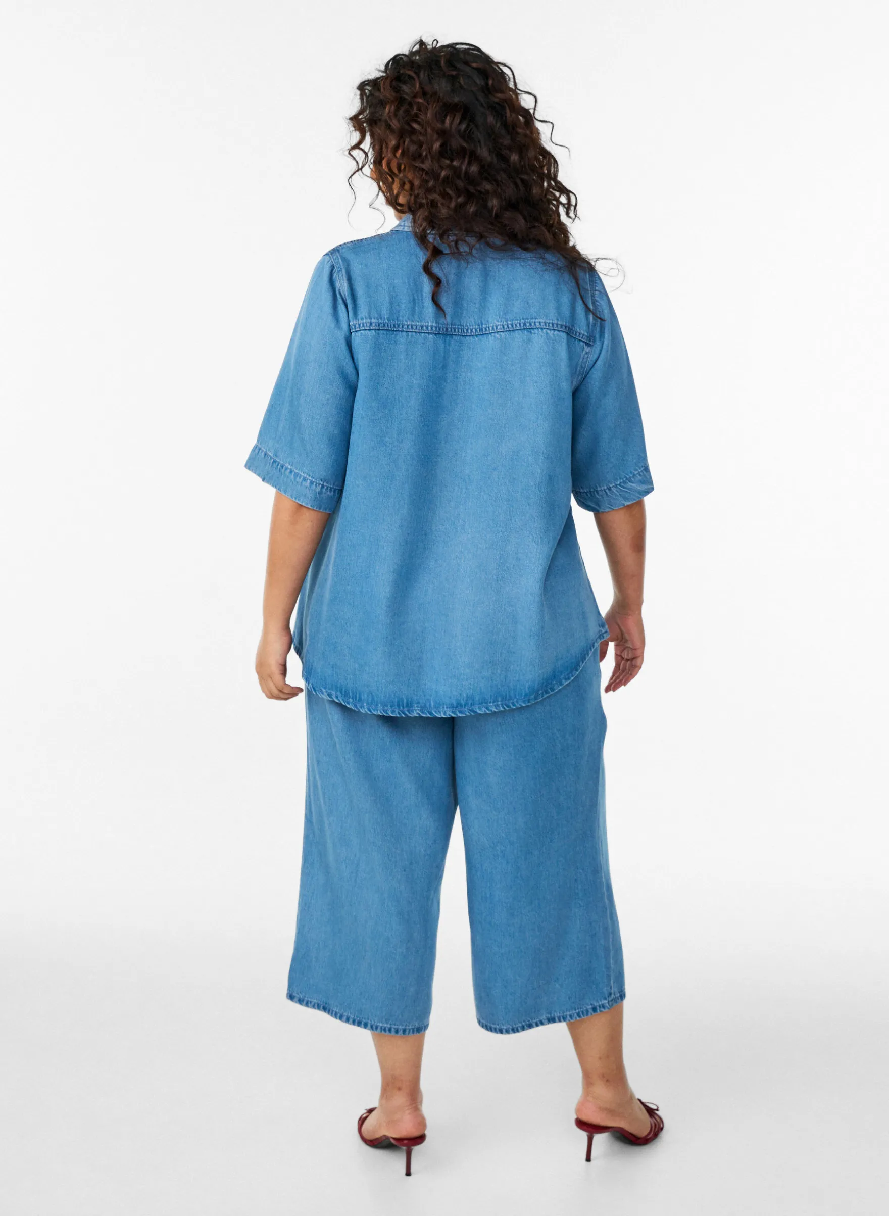 Culotte aus Lyocell mit weitem Bein in Jeans-Optik