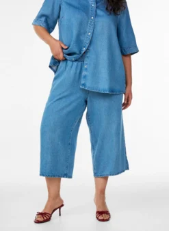 Culotte aus Lyocell mit weitem Bein in Jeans-Optik