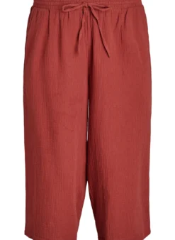 Culotte-Hose aus Baumwollmusselin mit hohem Bund.