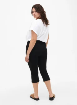 Denim-Caprihosen mit elastischem Bund