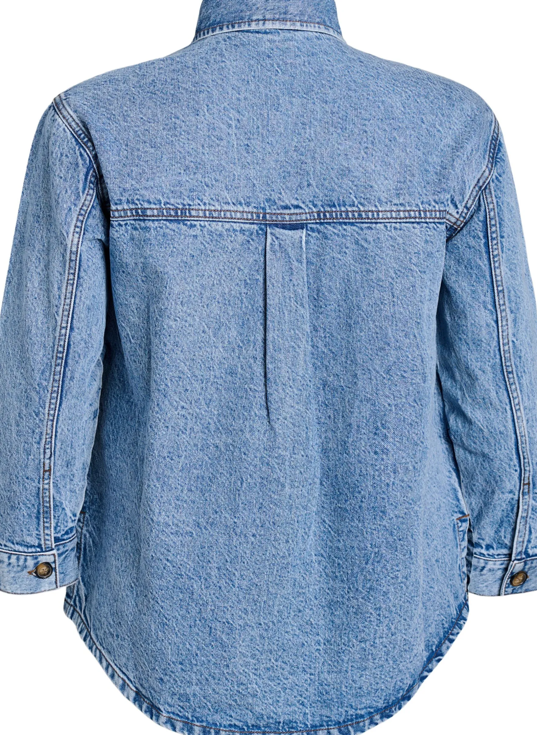Denim-Hemd mit halber Knopfleiste und Brusttaschen