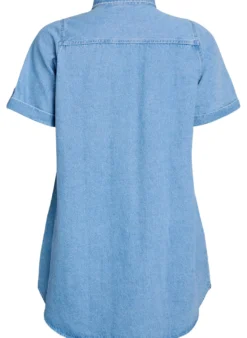Denimkleid mit kurzen Ärmeln und Knöpfen