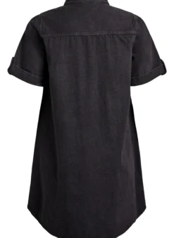 Denimkleid mit kurzen Ärmeln und Knöpfen
