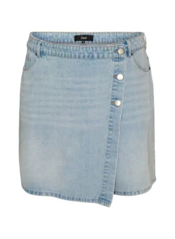 Denimskort mit Wickeloptik und hoher Taille