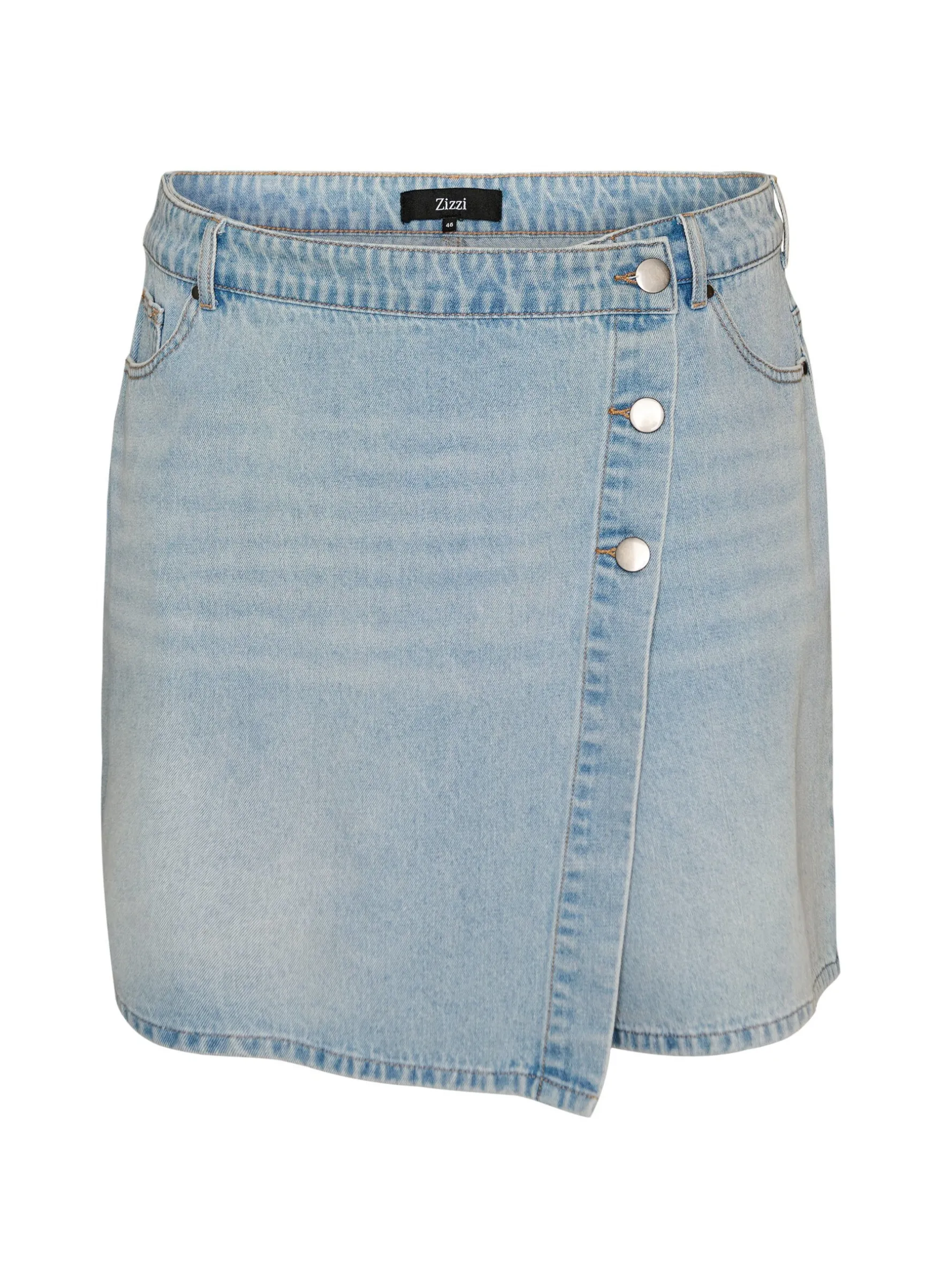 Denimskort mit Wickeloptik und hoher Taille