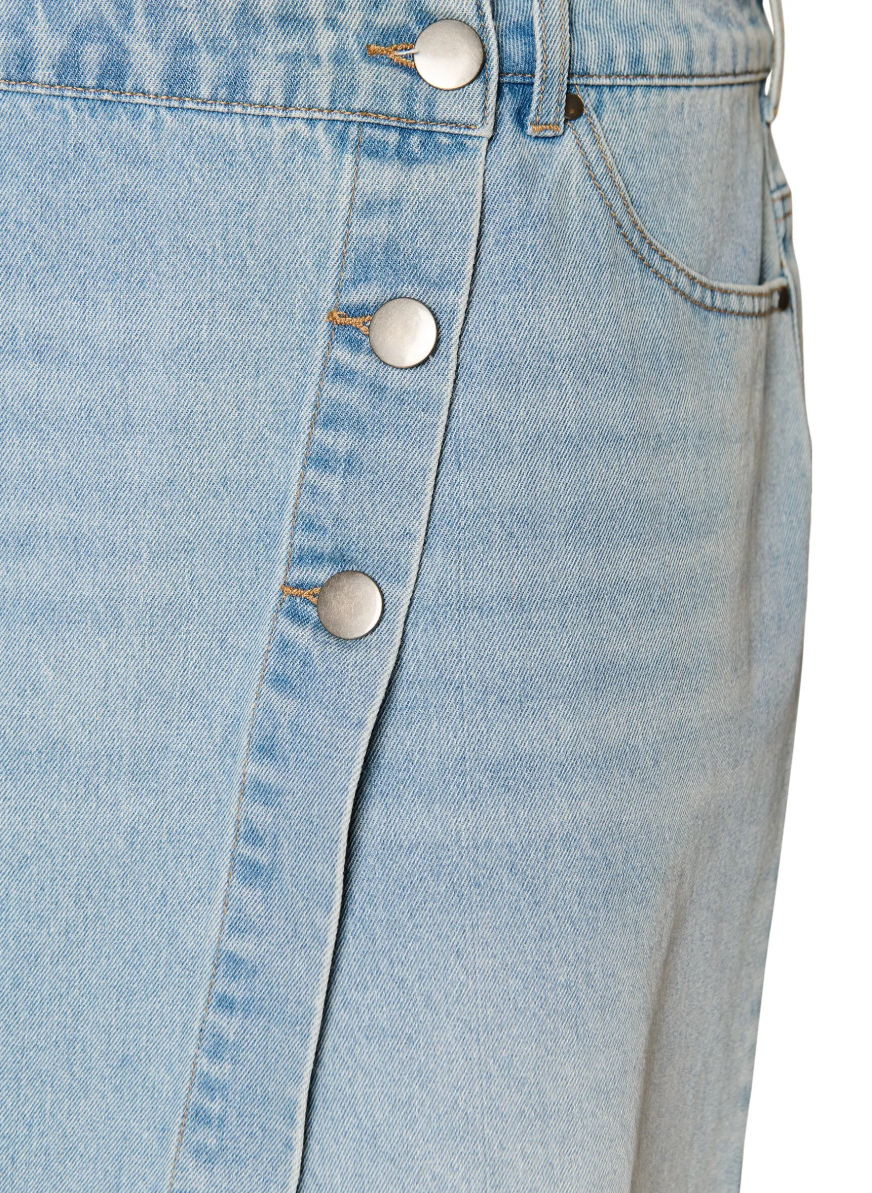 Denimskort mit Wickeloptik und hoher Taille