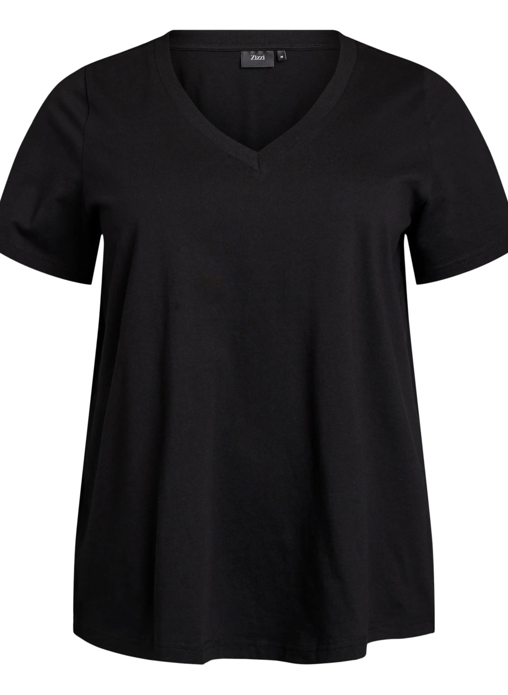 Einfaches T-Shirt aus Baumwolle mit V-Ausschnitt.
