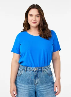 Einfarbiges Basic-T-Shirt aus Baumwolle