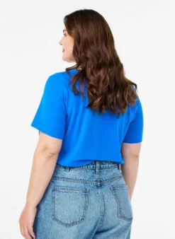 Einfarbiges Basic-T-Shirt aus Baumwolle