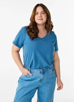 Einfarbiges Basic-T-Shirt aus Baumwolle