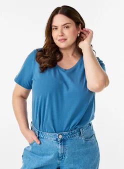 Einfarbiges Basic-T-Shirt aus Baumwolle