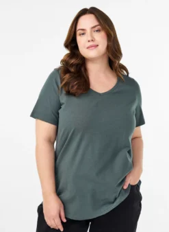 Einfarbiges Basic-T-Shirt aus Baumwolle