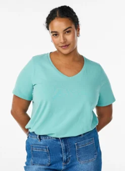 Einfarbiges Basic-T-Shirt aus Baumwolle