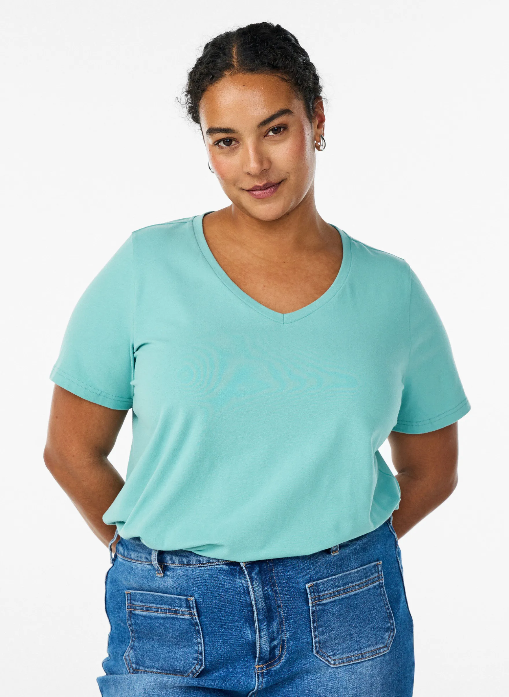 Einfarbiges Basic-T-Shirt aus Baumwolle
