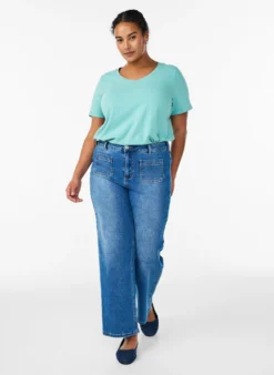 Einfarbiges Basic-T-Shirt aus Baumwolle