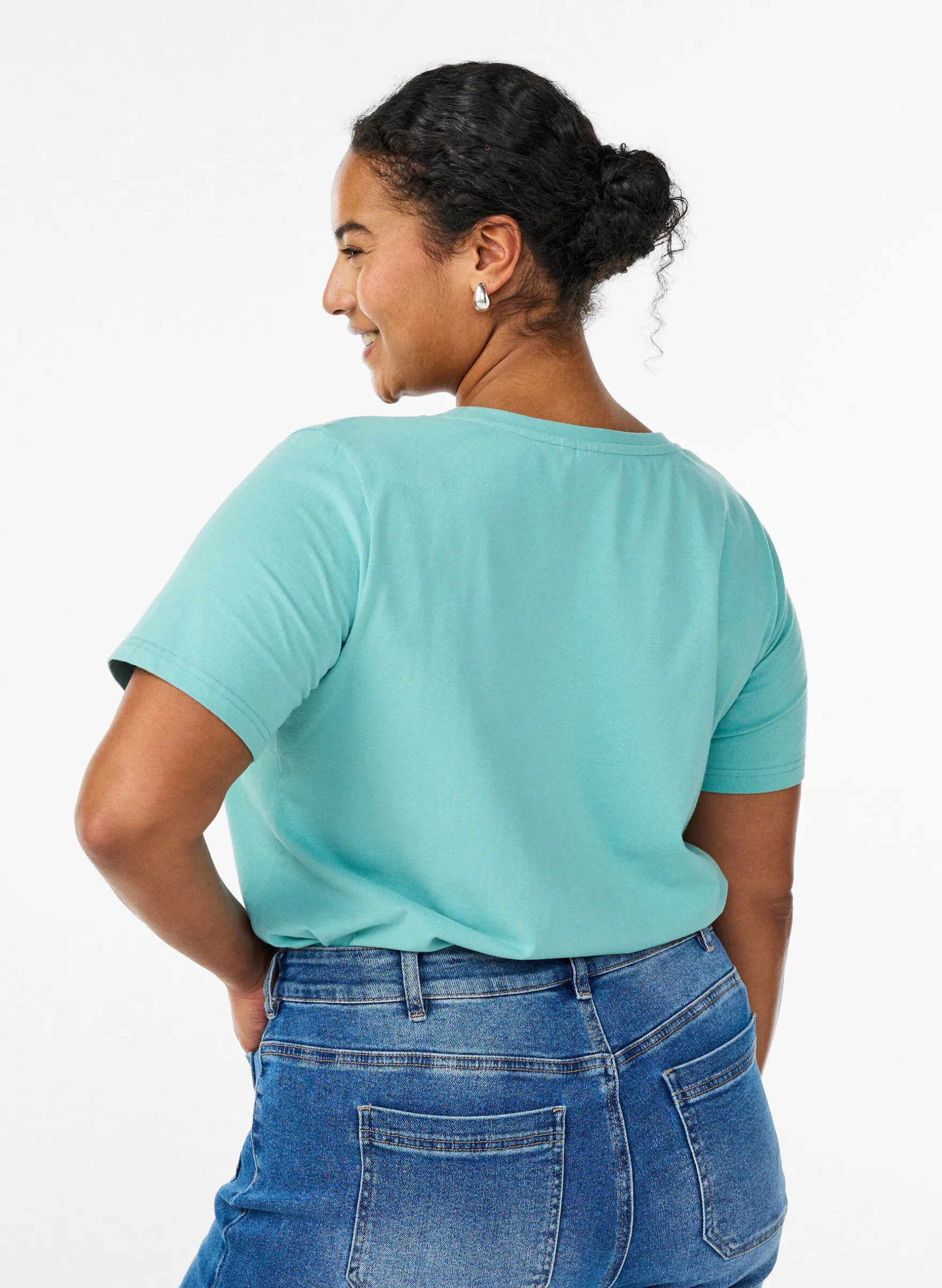 Einfarbiges Basic-T-Shirt aus Baumwolle