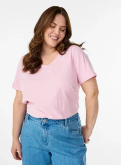 Einfarbiges Basic-T-Shirt aus Baumwolle