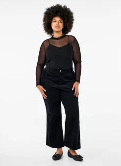 Enganliegende Mesh-Bluse mit langen Ärmeln