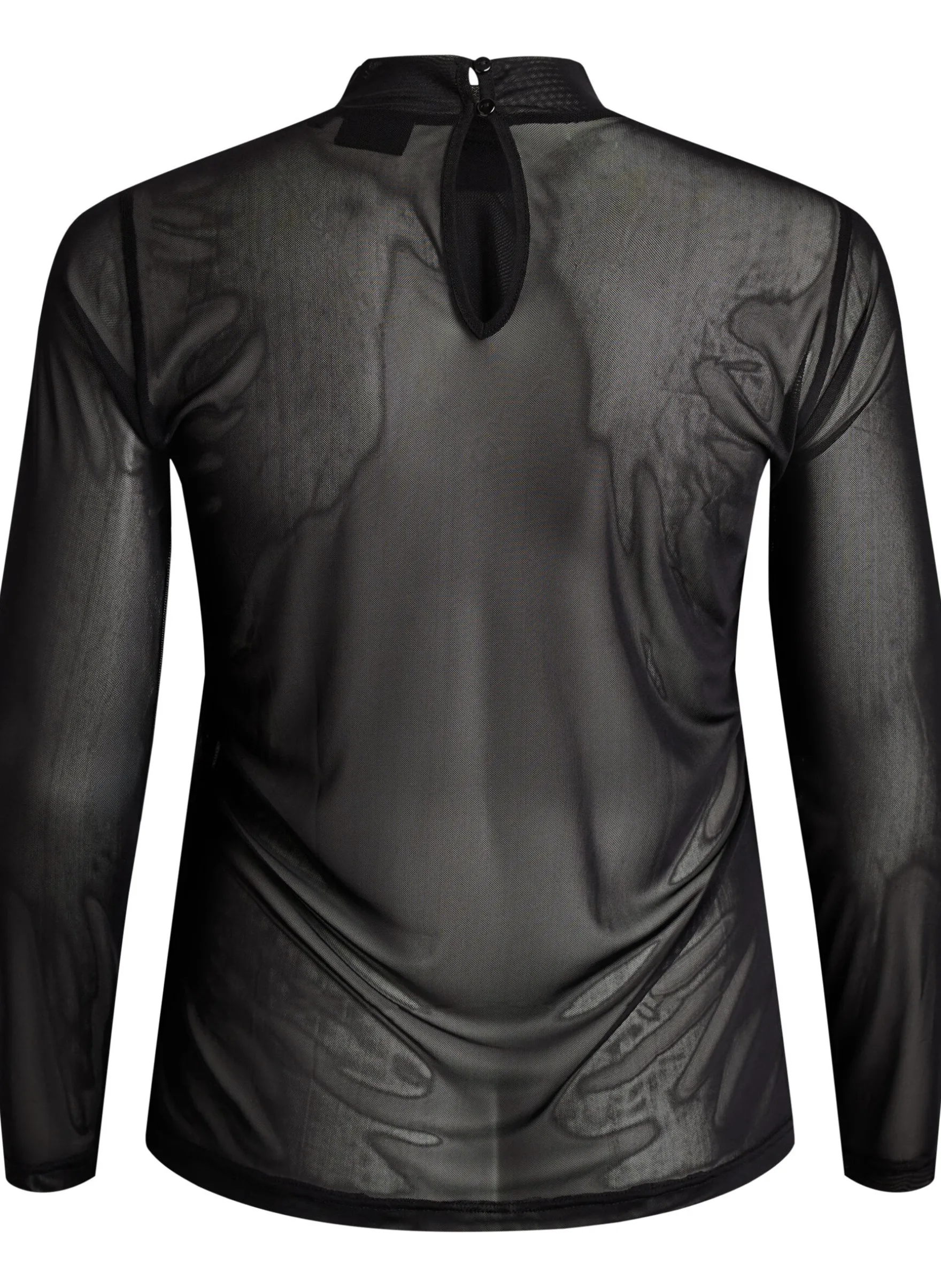 Enganliegende Mesh-Bluse mit langen Ärmeln